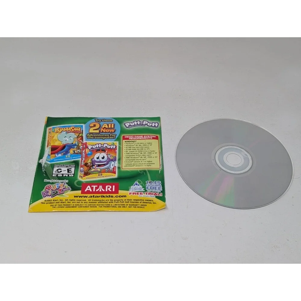 Putt-Putt Travels Through Time PC Game DEMO Quiznos‎ Kids Meal 2003 RARE VTG